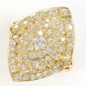 LuxUness K18 Yellow Gold Diamond Ring Metal Ring